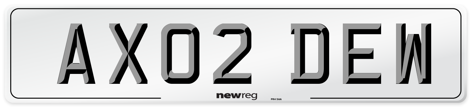 AX02 DEW Number Plate from New Reg